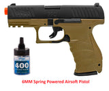Refurbished Airsoft Umarex Licensed Walther PPQ Black and Tan Spring Pistol Kit with 400 bbs