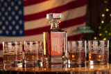 We The People American Flag Decanter Whiskey Glass 5 Piece Set, New