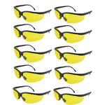 10 Pack Impact Resistant Safety Glasses ANSI Z87.1+ Amber Lens