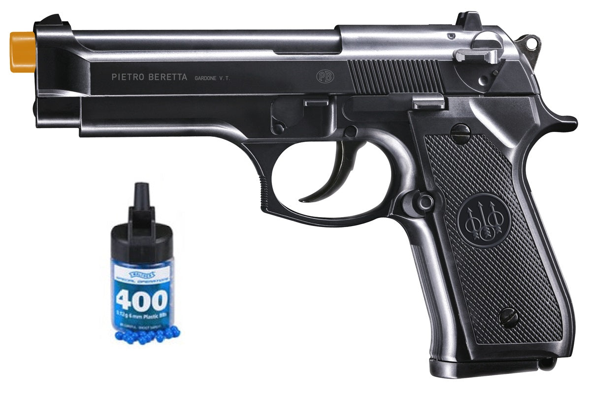 Refurbished Black Beretta 92 Spring Airsoft Pistol with 400